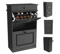 Amiremplie MEUBLE A CHAUSSURES Armoire à chaussures à couvercle rabattable pour le rangement des chaussures 82*52*23cm noir