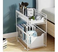 Amiremplie Panier Coulissant Rangement sous Évier 2 Niveau Étagère Rangement Cuisine Porte-épices pour Comptoir de Cuisine
