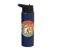 Amitié animale entre les meilleurs amis du dauphin et du bébé phoque Stainless Steel Insulated Water Bottle