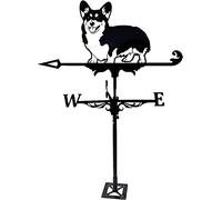 AMITVA Girouette créative pour toit en forme de chien Corgi pour jardin en plein air, girouette en fer noir pour maisons, terrasses, pelouses