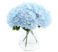 AMLUCKS Lot de 3 grandes fleurs d'hortensia artificielles en soie - 20 têtes - Toucher réel - Avec tiges florales à faire soi-même - Pour bouquet de mariage, fête, décoration d'intérieur