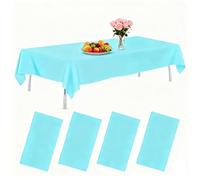 AMLUCKS Plastic Rectangle Disposable Table Cloth 4 Pack 54 x 108 inch Table Cloths Waterproof Stain-Resistant for Weddings BBQ Picnic Birthdays and Events Party (4, Blue, 54 * 108inch)