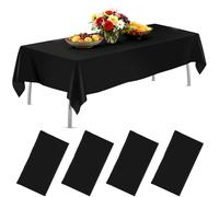 AMLUCKS Plastic Rectangle Disposable Table Cloth 4 Pack 54 x 108 inch Table Cloths Waterproof Stain-Resistant for Weddings BBQ Picnic Birthdays and Events Party (4, Black, 54 * 108inch)