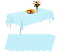 AMLUCKS Plastic Rectangle Disposable Table Cloth 8 Pack 54 x 108 inch Table Cloths Waterproof Stain-Resistant for Weddings BBQ Picnic Birthdays and Events Party (8, Light Blue, 54 * 108inch)