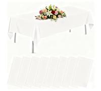 AMLUCKS Plastic Rectangle Disposable Table Cloth 8 Pack 54 x 108 inch Table Cloths Waterproof Stain-Resistant for Weddings BBQ Picnic Birthdays and Events Party (8, White, 54 * 108inch)