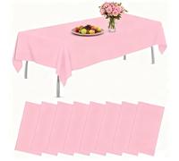 AMLUCKS Plastic Rectangle Disposable Table Cloth 8 Pack 54 x 108 inch Table Cloths Waterproof Stain-Resistant for Weddings BBQ Picnic Birthdays and Events Party (8, Pink, 54 * 108inch)