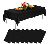 AMLUCKS Plastic Rectangle Disposable Table Cloth 8 Pack 54 x 108 inch Table Cloths Waterproof Stain-Resistant for Weddings BBQ Picnic Birthdays and Events Party (8, Black, 54 * 108inch)