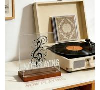 Ammonite Lumineux sur Now Playing Support de Disque Vinyle, Support Mural Lumineux pour Disque Vinyle, Présentoir Acrylique en Bois avec Lumières Blanc Chaud Affichage LED, pour Décorer la Pièce