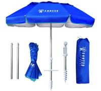 AMMSUN Parasol de plage de voyage pliable de 1,8 m avec ancre de sable, inclinaison et grille d'aération UPF 50 + protection UV pour valise, parasol de plage portable compact et pliable pour terrasse,