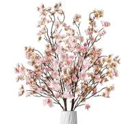 Ammyoo Lot de 4 Fleurs de Cerisier artificielles en Soie au Toucher réaliste pour Noël, Halloween, décoration de Maison, Mariage (Champagne)