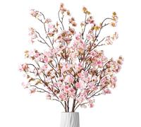 Ammyoo Lot de 4 Fleurs de Cerisier artificielles en Soie au Toucher réaliste pour Noël, Halloween, décoration de Maison, Mariage (Rose Clair)
