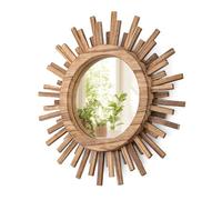 amoard Miroir Soleil Mural en Bois, Format 12 Pouces pour Déco Intérieure | Fixation arrière intégrée,décoration adaptée à l’entrée, chambre, salon, créez une atmosphère chaleureuse et bohème chez vous