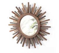 amoard Miroir Soleil Mural en Bois, Format 18 Pouces pour Déco Intérieure | Fixation arrière intégrée,décoration adaptée à l’entrée, chambre, salon, créez une atmosphère chaleureuse et bohème chez vous