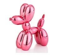 AMOIENSIS Statue de Chien en Ballon Brillant de 10,2 cm - Sculpture d'animaux en Forme de Ballon Rose - pour décoration d'étagère, Petit décor éclectique de Bureau, Chien Ballon Vif