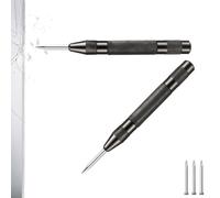 AMONENZ 2 Pièces Pointeau Automatique 130 mm, Noir Pointeau a Frapper | Poincon Metal avec 3 Têtes de Rechange, Poinçons Centraux Ressort en Alliage D'aluminium, pour Verre, Métal, Bois