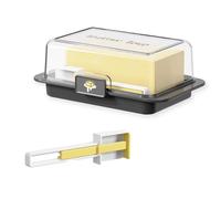 AMONENZ Beurrier Plastique, Rectangulaire Boite a Beurre pour Frigo avec Cuillère Doseuse, Noir Récipient à Beurre Verrouillable, Beurrier de Table avec Couvercle, pour Maison, Restaurant, Hôtel