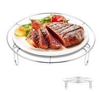 AMONENZ Grille à Vapeur 20 cm, Grille D'insertion en Acier Inoxydable 304, Modèle à 3 Pieds Grilles de Refroidissement Patisserie, Rond Support de Cuisson à Vapeur, pour Fumant, Refroidissement