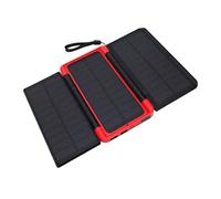 AMONIDA Banque D'énergie Solaire pour Camping, Extérieur, 10000mAh | Mini UPS, 3 panneaux solaires pliables, entrée-sortie USB C, affichage numérique, lumière SOS