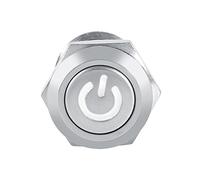 AMONIDA Interrupteur momentané LED de Haute qualité, 12mm, étanche, avec Bornes en Cuivre, pour équipement Extérieur, Couleurs Rouge, Vert, Bleu (WHITE)