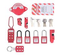 AMONIDA Kit de Verrouillage Loto électrique, Verrouillage de Disjoncteur Multipolaire Universel à Pince, 4 Cadenas de sécurité Loto, 3 Verrouillages de Disjoncteur, étiquettes, Sac de Rangement