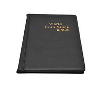 AMONIDA Livre de Collection de Pièces de Monnaie avec 120 Pochettes en PVC, Couverture en PU Durable pour Collectionneurs de Pièces de Monnaie, 15x11cm, Souple et Hautement Protectrice (BLACK)