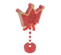 AMONIDA Panneau de Noël du Père Noël Stop Here avec éclairage Chaleureux et Forme de Couronne pour Décoration de Vacances ou Installation Festive pour Enfants en Bois Composite