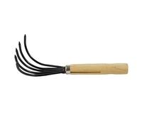 AMONIDA Petite Houe à Main avec Manche Court en Bois, Outil de Jardin Léger pour Ameublir et Désherber Le Sol (Couleur Bois et Noir #-2)
