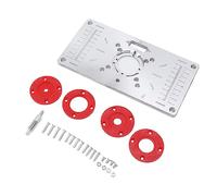AMONIDA Plaque D'insertion de Table de Toupie en Aluminium avec échelles Transparentes pour la et le Fraisage du Bois, Livrée avec 4 Anneaux D'insertion