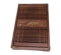 AMONIDA Plateau de Service à thé Plateau à thé Kungfu Exquis avec Tuyau de Vidange pour les Amateurs de Beau Motif D'orchidée en Bois 11,0 X 16,9 Pouces (Orchidée noire claire)
