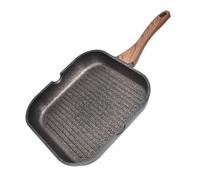 AMONIDA Poêle à Gril pour Dessus de Cuisinière, Poêle Carrée Antiadhésive en Aluminium pour Griller le Steak, le Bacon et L'oignon, Cuisine (24cm)
