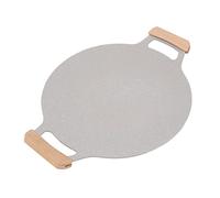 AMONIDA Poêle à Griller Ronde Antiadhésive pour Cuisinière et Cuisson à Induction, Plaque de Barbecue de Style Coréen avec Poignées, 1 unité (34 cm / 13,4 pouces)