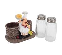 AMONIDA Porte-Figurine de Chef Ingénieux avec Caractéristiques Artisanales pour Décoration de Cuisine en Résine et Comprend 2 Bouteilles en Verre