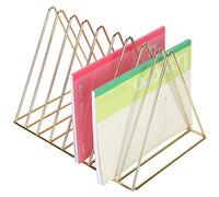 AMONIDA Porte-revues Triangulaire en Fer, élégant Trieur de Fichiers de Bureau doré, Organisateur Durable pour le Bureau et la Maison, 20.1x25.9x17.8cm