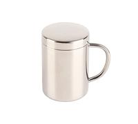 AMONIDA Tasse à café en Acier Inoxydable de Grande capacité, Design Simple à la Mode avec Couvercle pour la Maison et le Bureau (400ml)