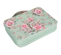 AMONIDA Trousse à Crayons à 200 Emplacements au Design Rose élégant, Porte-Stylo à Fermeture éclair à 4 Couches pour Fournitures Scolaires, en Tissu Durable, 20,5 X 28 X 7 Cm (Rose sur Fond Vert)