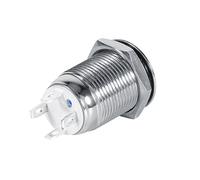 AMONIDA Type momentané de Commutateur de Bouton Poussoir D'alimentation LED Durable pour des Applications de Voiture et Extérieures Argent Taille 12mm (BLUE)
