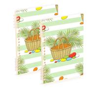Amooorous Lot de 2 cahiers à spirales lignés format A5 - Motif panier de pique-nique - 21,1 x 14,5 cm - 60 feuilles - Pour l'école et le bureau