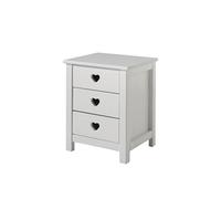 Vipack Table de chevet Amor – en bois, 3 tiroirs – Blanc
