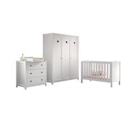Vipack Lit bébé Amori 60x120 cm – Commode avec plan à langer et armoire 3 portes