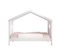 Vipack Lit cabane Amori 90x200 cm, anti-chute, sommier à lattes à roulettes, pin/MDF blanc