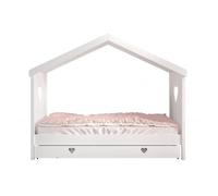 Lit de maison Vipack Amori avec surface de couchage 90 x 200 cm, incl. sommier à lattes et tiroir de lit, finition en pin et MDF laqué blanc