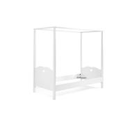 AMORI Lit simple à baldaquin 90x200cm laqué blanc + sommier