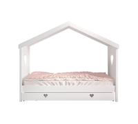Lit de maison Vipack Amori avec surface de couchage 90 x 200 cm, incl. sommier à lattes et tiroir de lit, finition en pin et MDF laqué blanc