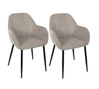 Lot de 2 fauteuils de table en velours côtelé coloris taupe - AMORY - ALTOBUY Gris G