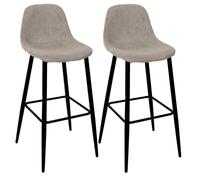 AMORY - Lot de 2 tabourets de bar en velours côtelé coloris taupe