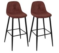 AMORY - Lot de 2 tabourets de bar en velours côtelé coloris terracotta