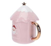 Amosfun 1 Pc Tasse De Sapin De Noël Tasse De Noël En Porcelaine Thé En Buvant Soucoupe Répandre Expresso Mignonne Gobelet Chauffe- à Café De Voyage Néon Céramique Rose