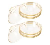 Amosfun 12 Pièces Bobeches Rondes en Verre Clair Bord Doré pour Bougeoirs | Collecte la Cire, Amovibles pour Nettoyage Facile, Protège Nappes, pour Tables à Dîner, Mariages