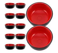 Amosfun 12pcs Bols à Condiments en Abs Noir et Rouge, Petits Bols Robustes et Épais de 4,5cm pour Décoration de Maison de Poupée et Création de Scènes Créatives