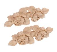 Amosfun 2 Pièces Appliques Roses en Bois Brut, Décor Meuble et Mur | Finition Lisse sans Échardes, Grain Visible et Texture en Relief, Bois Beige Non Peint, Style Scandinave Vintage